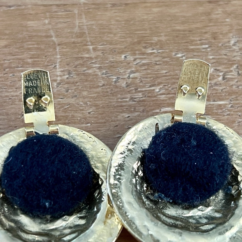 Vintage Shoe Clips Signed Bluette Made in France‎ Round Gold Tone Classic Style - Picture 4 of 5